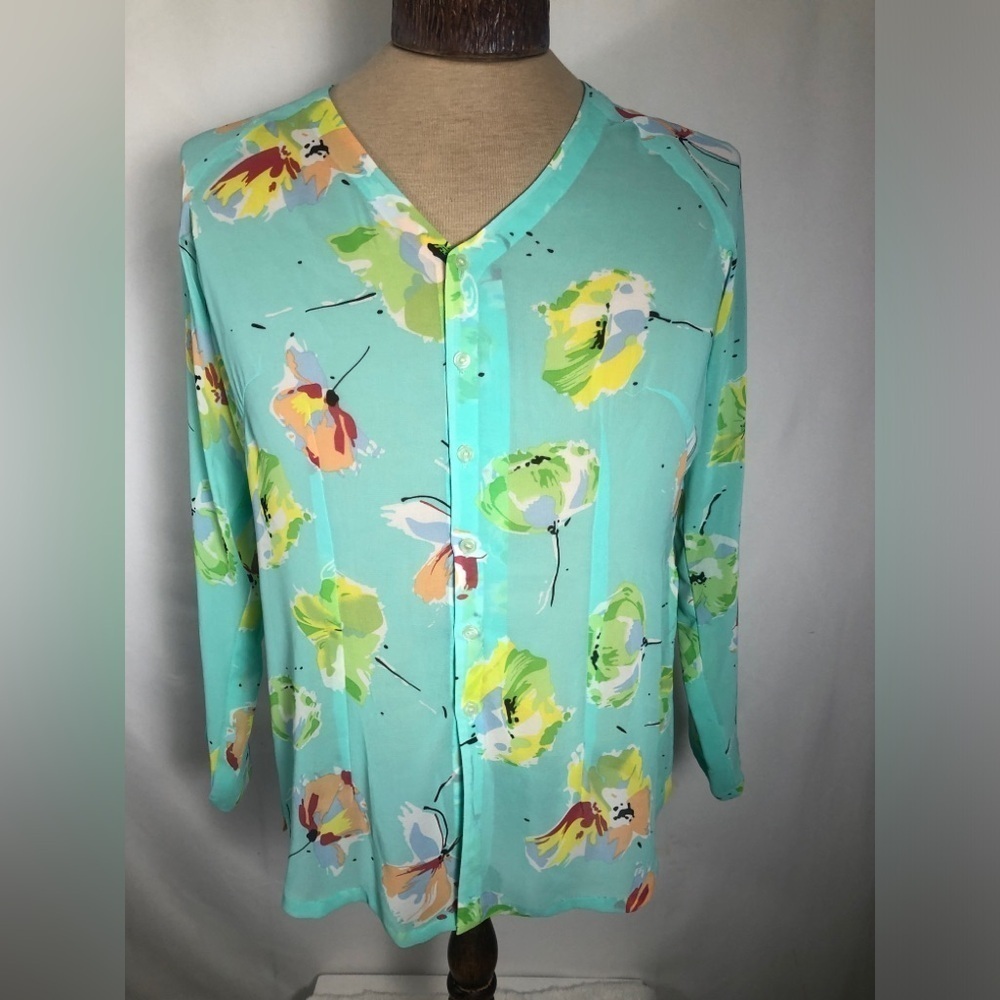 Womens Sheer Teal Blouse. Size Medium/Large